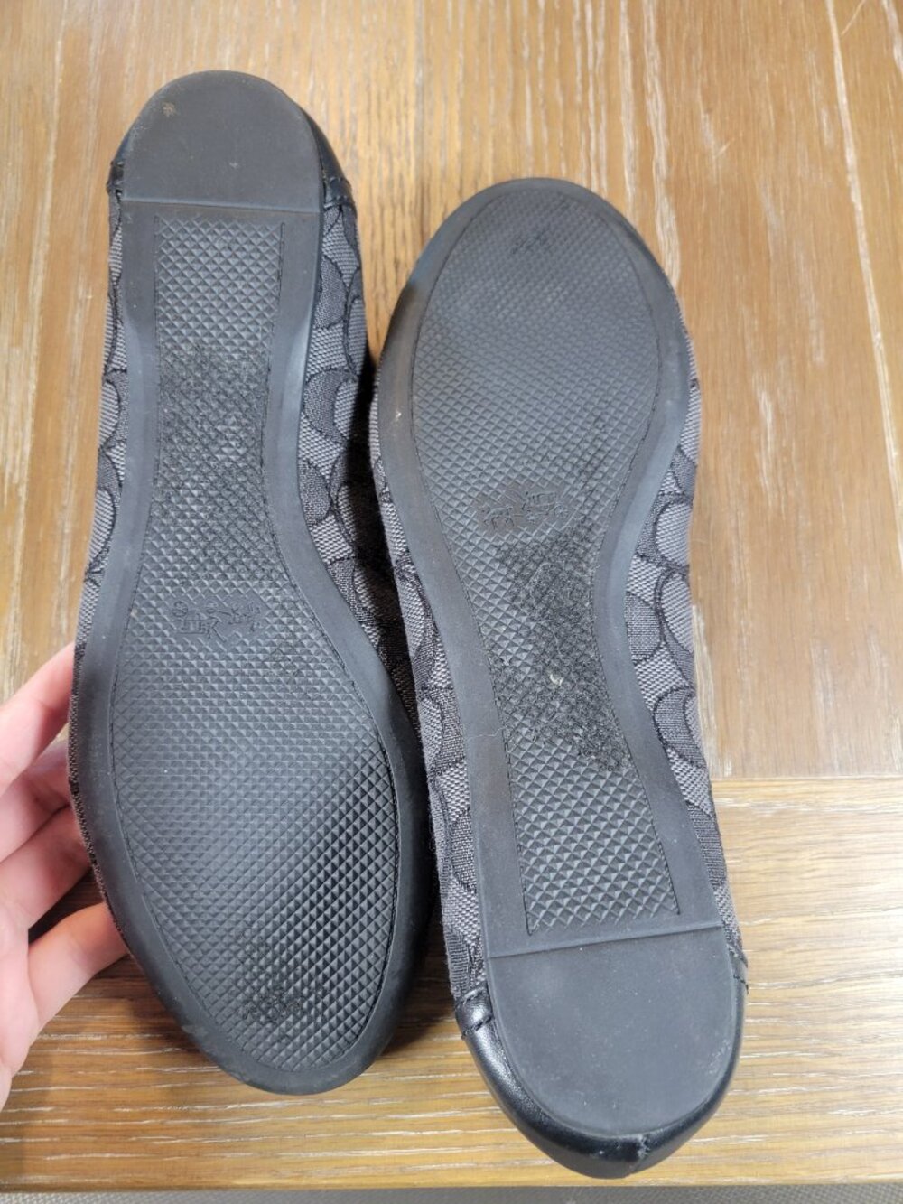 Coach Signature Canvas Cap Toe Ballet Flats Black Gray Women's 7.5B - Picture 4 of 9